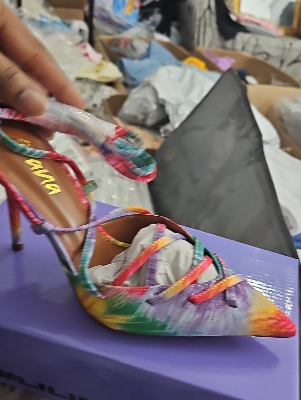 Liliana Multicolor Tie-Dye Pointed Toe Strappy Stiletto